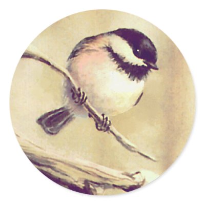 ANOTHER SMALL CHICKADEE by SHARON SHARPE Round Stickers by sharonsharpe