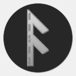 Ansuz Rune grey Round Stickers
