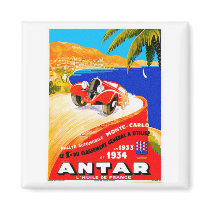 Antar Gas ~ Vintage Auto Road Race Ad Fridge Magnets