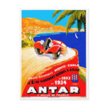 Antar Gas ~ Vintage Auto Road Race Ad Postcard