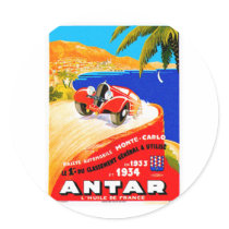 Antar Gas ~ Vintage Auto Road Race Ad Stickers