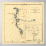 Antarctic Expedition and Surveys Antique Map 1909 Print