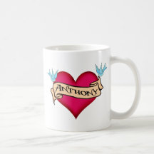 Anthony - Custom Heart Tattoo T-shirts & Gifts Coffee Mug