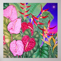 Anthuriums at  Dusk Poster