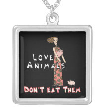 Anti-Meat Vegan Message Necklace