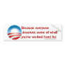 Anti-Obama Because (Red) Bumper Stickers