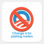 ANTI-OBAMA - CHANGE IS FOR PARKING METERS SQUARE STICKERS
