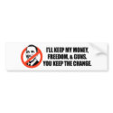 Anti-Obama T-shirt - You keep the change bumper stickers