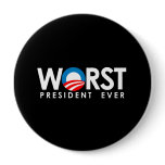 Anti-Obama - Worst President Ever white buttons
