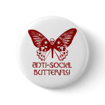 Anti-Social Butterfly Pinback Buttons