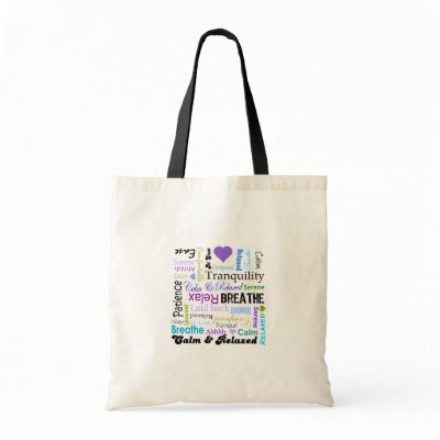 Anti-stress Relax & Breathe Typography tote bag by inspirationzstore