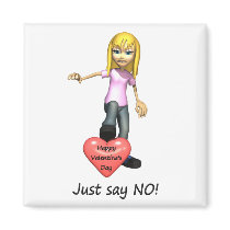 Anti-Valentine Just Say No Fridge Magnet