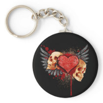 Anti-Valentine Skulls with Wings Keychain