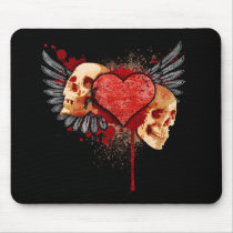Anti-Valentine Skulls with Wings Mousepad