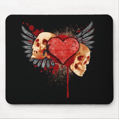 Anti-Valentine Skulls with Wings Mousepad by PheteFirst
