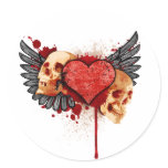 Anti-Valentine Skulls with Wings Sticker