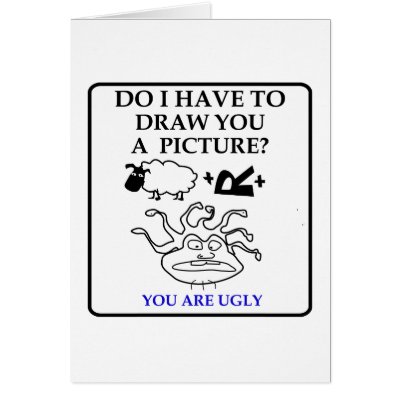 Anti-Valentine's Day card: Pictionary theme Ugly by boardgamebeast