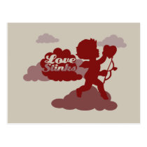 Anti-Valentines Day Cupid Love Stinks Card postcards