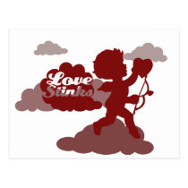 anti-valentines day Cupid Love stinks postcards