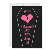 Anti Valentine's day cute broken heart on coffin Personalised Invitation