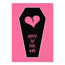 Anti Valentine's day cute broken heart on coffin Personalized Announcements