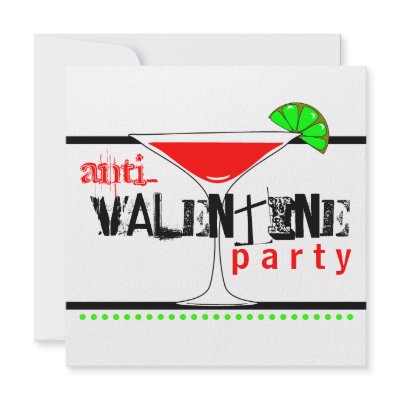 Anti-Valentines Day Party Cocktail Martini Personalized Invitation by kat_parrella