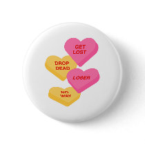 anti vday candy hearts pinback button