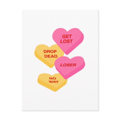 anti vday candy hearts postcard by doonidesigns