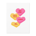 anti vday candy hearts postcard