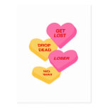 anti vday candy hearts postcard