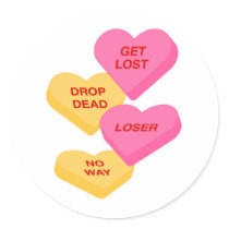anti vday candy hearts round sticker