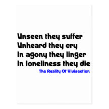 Anti Vivisection Post Card