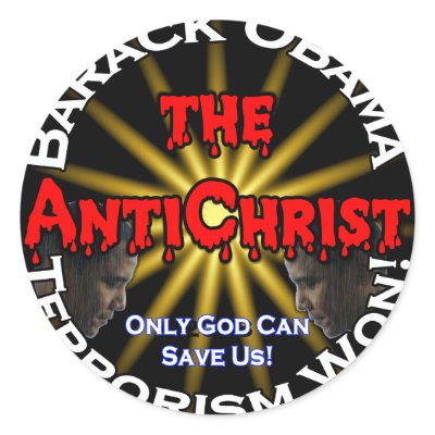 AntiChrist Obama God Round Stickers by balance50