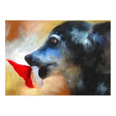 Anticipating Christmas Dog ACEO Art Trading Cards by jaisjewels