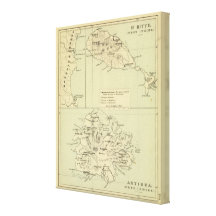 Antigua Lithographed Map Stretched Canvas Print