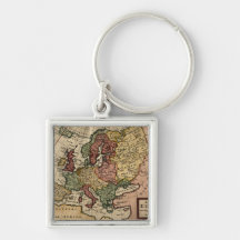 Antiquarian 1721 Map of Europe by Herman Moll Keychain
