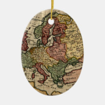Antiquarian 1721 Map of Europe by Herman Moll Christmas Ornaments