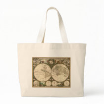 Antique 1660 World Map by Frederick de Wit Bags