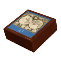 Antique 1660 World Map by Frederick de Wit Gift Boxes