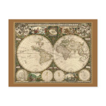 Antique 1660 World Map by Frederick de Wit