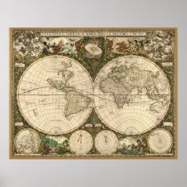 Antique 1660 World Map by Frederick de Wit