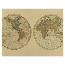 Antique 1786 World Map by William Faden