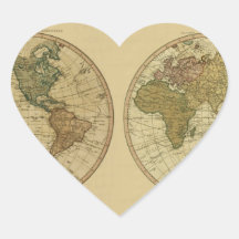 Antique 1786 World Map by William Faden Sticker