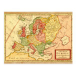 Antique 17th Century Herman Moll Map of Europe Postcard