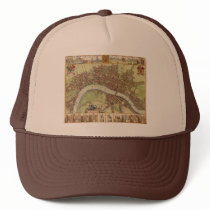 Antique 17th Century Map of London W. Hollar Mesh Hats