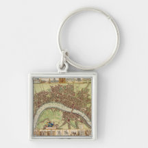 Antique 17th Century Map of London W. Hollar Key Chains
