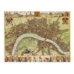 Antique 17th Century Map of London W. Hollar Postcard