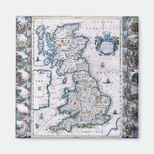 Antique 17th Century Map Refrigerator Magnets