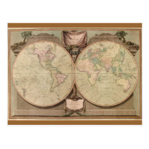 Antique 1808 World Map by Laurie and Whittle Post Cards