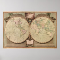 Antique 1808 World Map by Laurie and Whittle